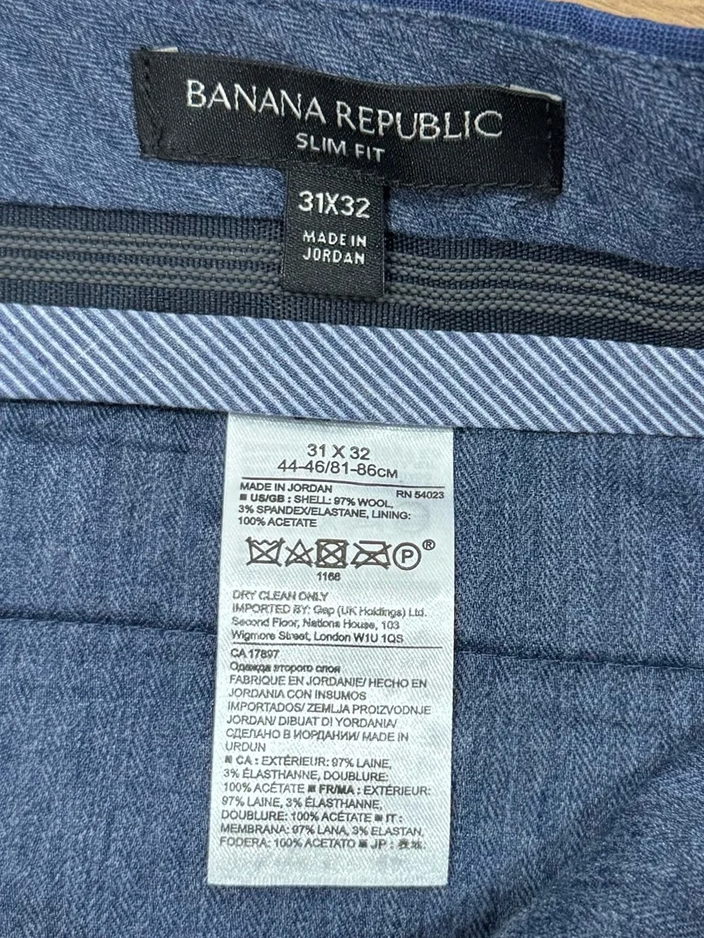 Banana Republic Navy Slim Fit Dress Pant Wool Blend